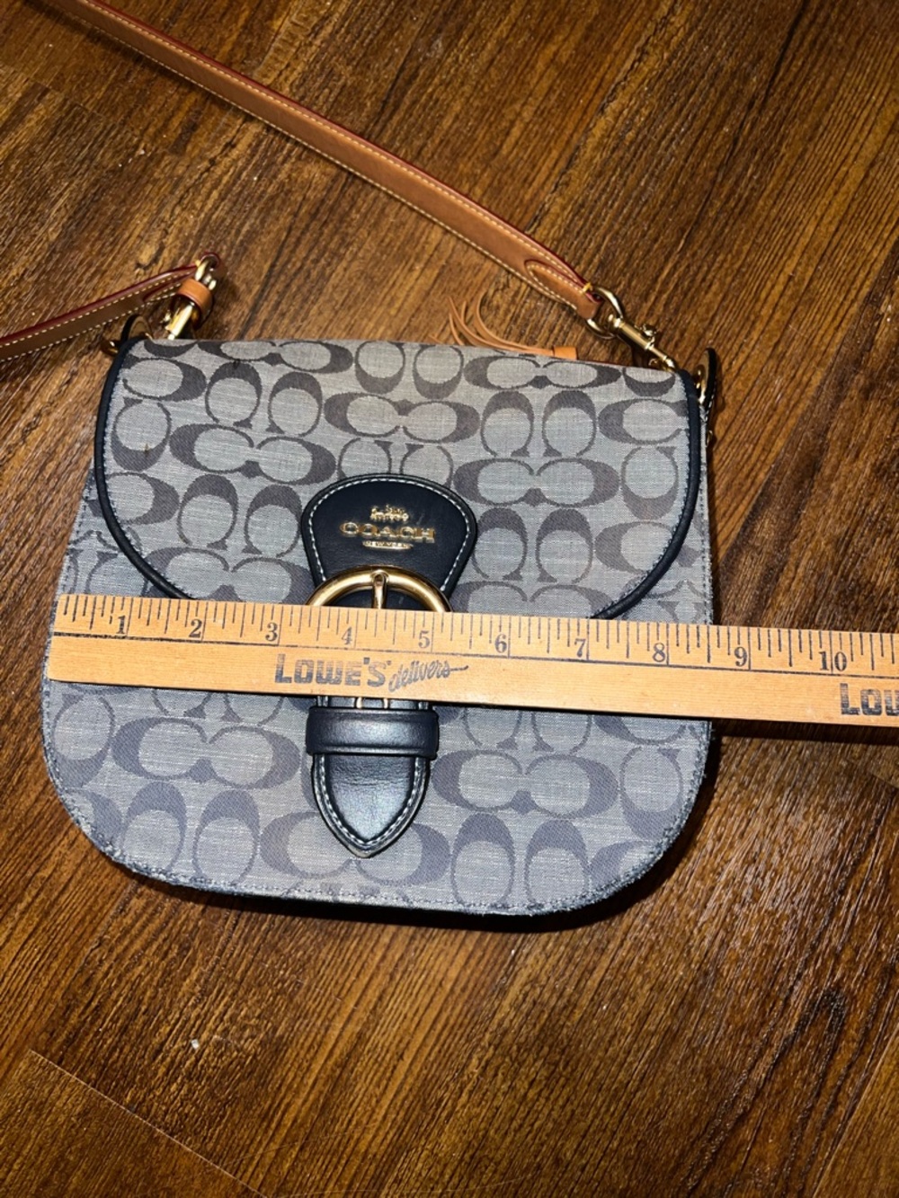 Coach Kleo 23 Navy Blue Canvas Brown Signature Chambray Shoulder Crossbody Bag - Picture 14 of 14